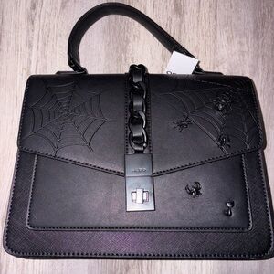 Rare VHTF ALDO Satchel Top Handle Bag Spider Web Halloween Purse Chain Crossbody